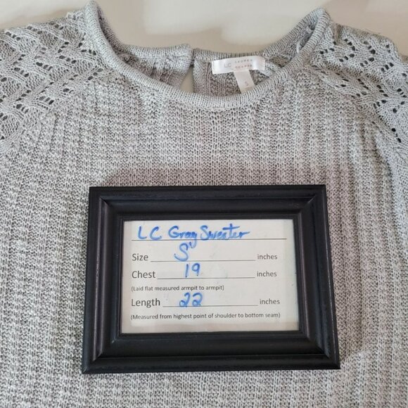 LC Lauren Conrad Sweater Knit Gray Silver Womens Small Pullover - Picture 8 of 10